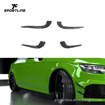 JC Sportline Carbon Fiber RS3 Front Canards for Audi RS3 8V Sedan 2017-2019
